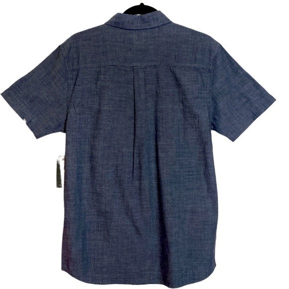 JUNK FOOD Hughes Button Up Shirt Short Sleeve heathery look Blue size Small - Picture 6 of 11